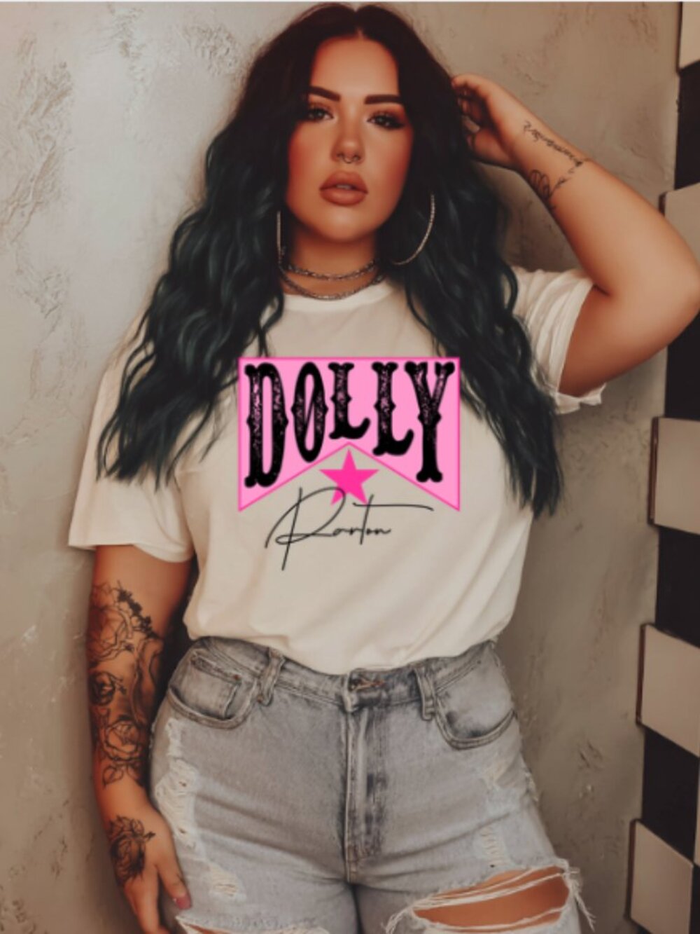Dolly Parton Western White Tshirt Small-3X